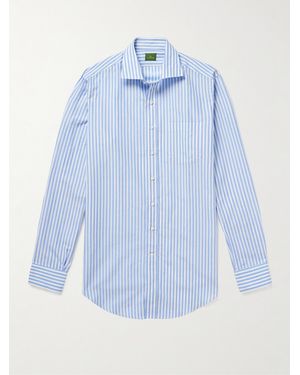 Sid Mashburn Otto Striped Cotton And Linen-Blend Shirt - Blue