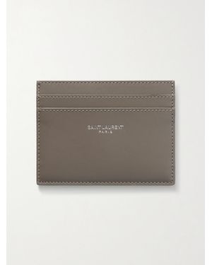 Saint Laurent Logo-print Leather Cardholder - Grey