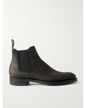 Edward Green Govan Waxed-Suede Chelsea Boots - Black