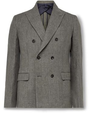 Slowear Venezia 1951 Double-Breasted Linen Suit Jacket - Gray