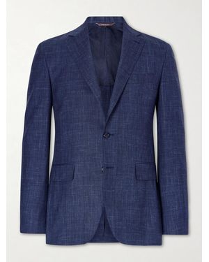 Canali Wool, Silk And Linen-Blend Suit Jacket - Blue