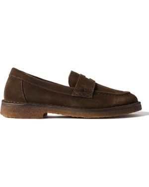 Drake's Canal Suede Penny Loafers - Brown