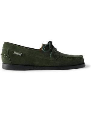 Sebago Docksides Portland Leather-Trimmed Suede Boat Shoes - Green