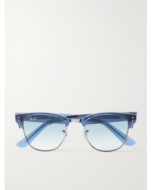 Ray-Ban Clubmaster Reverse D-Frame Translucent Acetate And-Tone Sunglasses - Blue