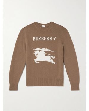 Burberry Intarsia-knit Wool And Cashmere-blend Jumper - Natural