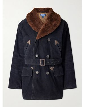 Polo Ralph Lauren Shearling-Trimmed Cotton-Corduroy Coat - Blue