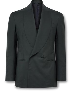 De Petrillo Positano Slim-Fit Shawl-Collar Double-Breasted Virgin Wool Tuxedo Jacket - Black