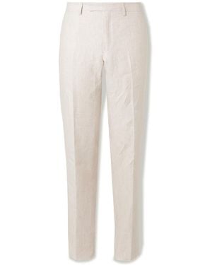 MR P. Straight-Leg Houndstooth Linen Pants - White