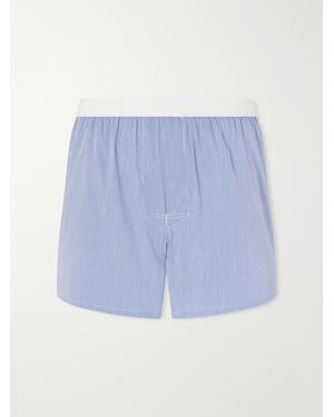 Tom Ford Striped Cotton-Blend Poplin Boxer - Blue