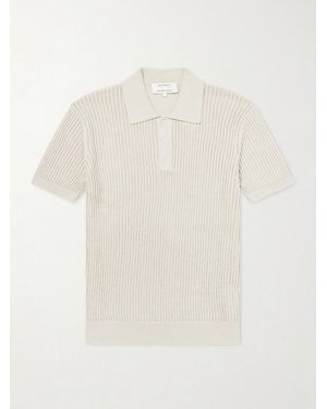 Frescobol Carioca Vidal Ribbed Cotton And Linen-blend Polo Shirt - White