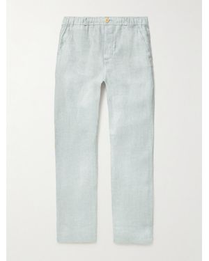 Oliver Spencer Straight-Leg Mélange Linen Drawstring Suit Trousers - Blue