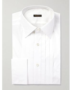 Rubinacci Pleated Cotton-Poplin Tuxedo Shirt - White