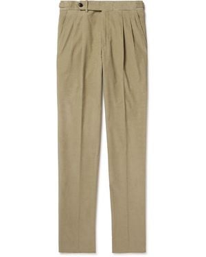 James Purdey & Sons Tapered Pleated Cotton-Corduroy Pants - Natural