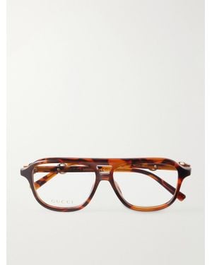 Gucci Horsebit-Detailed Aviator-Style Recycled-Acetate Glasses - Braun