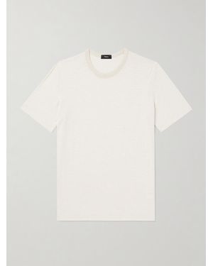Theory Essential Striped Cotton-Jersey T-Shirt - White
