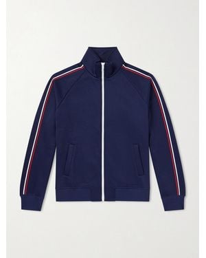 Saint Laurent Striped Cotton-blend Jersey Track Jacket - Blue