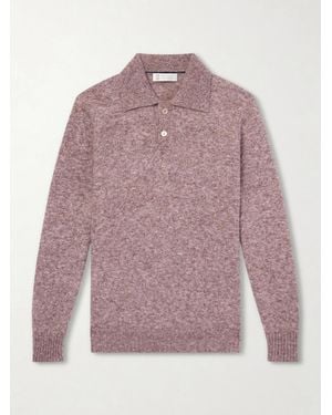 Brunello Cucinelli Alpaca-Blend Polo Jumper - Pink