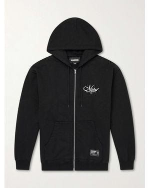 Neighborhood Staple Logo-Print Cotton-Fleece Zip-Up Hoodie - Black