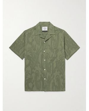 Portuguese Flannel Convertible-Collar Paisley-Jacquard Cotton Shirt - Green
