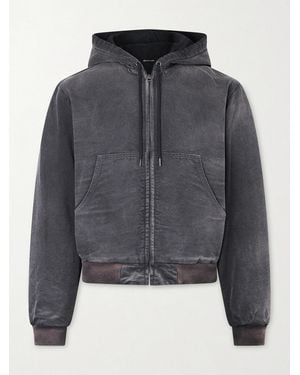 AURALEE Garment-dyed Cotton-canvas Zip-up Hooded Jacket - Grey