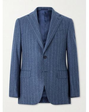 Caruso Norma Pinstripe Wool And Cashmere-Blend Suit Jacket - Blue