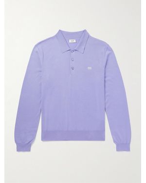 Celine Pullover aus Baumwolle mit Polokragen und Logostickerei - Lila