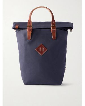 Bleu De Chauffe Woody Leather-Trimmed Waxed Cotton-Canvas Backpack - Blue