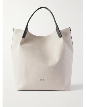 Loro Piana Bale Extra Large Leather-Trimmed Canvas Tote Bag - Natural