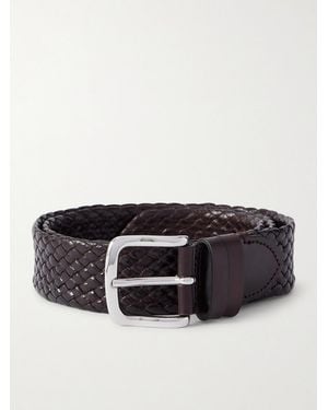 MR P. Luxe 3.5Cm Woven Leather Belt - Black