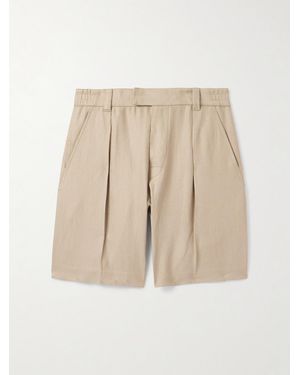Loro Piana Reinga Wide-Leg Pleated Linen-Twill Bermuda Shorts - Natural