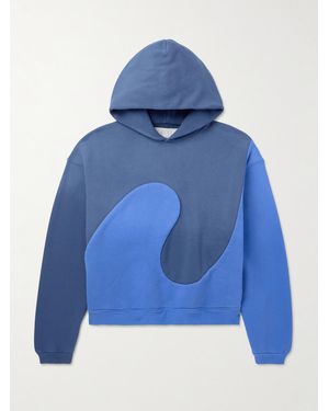 ERL Oversized Panelled Cotton-jersey Hoodie - Blue