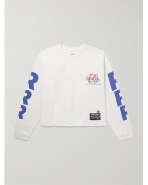 RRR123 Fa.Co Cropped Logo-Print Cotton-Jersey T-Shirt - White