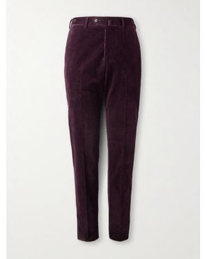 De Petrillo Slim-fit Stretch-cotton Corduroy Suit Trousers - Purple