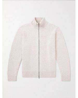 Massimo Alba Mirko Ribbed Cashmere And Alpaca-blend Zip-up Jumper - Natural