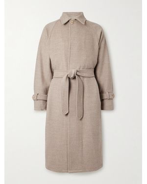 STÒFFA Belted Herringbone Wool Coat - Natural