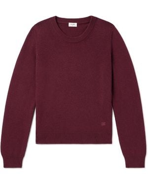 Celine Logo-Embroidered Cashmere Sweater - Purple