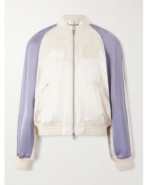 Acne Studios Oskol Dragon Embroidered Satin Bomber Jacket - Natural