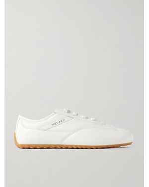 McQueen Logo-Print Leather Trainers - White