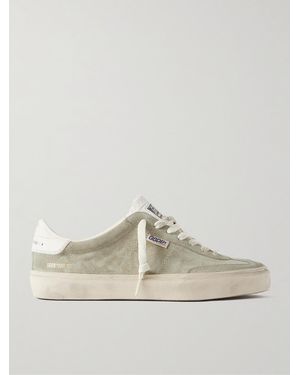 Golden Goose Soul-Star Distressed Leather-Trimmed Suede Trainers - Natural