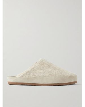 Mulo Suede-Trimmed Shearling-Lined Recycled Wool Slippers - Natural
