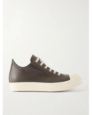 Rick Owens Ramones Leather And Rubber Trainers - Brown