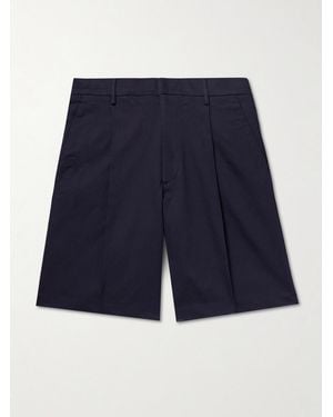 NN07 Kay 1420 Straight-Leg Pleated Stretch Organic Cotton Shorts - Blue