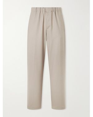 Lardini Straight-Leg Stretch-Wool Flannel Trousers - White