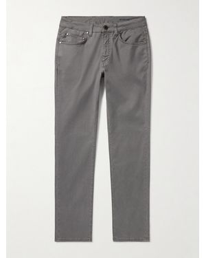 Boglioli Schmal und gerade geschnittene Hose aus Twill aus einer Baumwollmischung - Grau