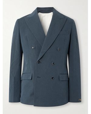 A Kind Of Guise Double-Breasted Cotton And Linen-Blend Seersucker Blazer - Blue
