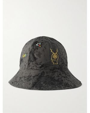 Brain Dead S2 W8 Embroidered Camouflage-print Cotton-canvas Bucket Hat - Black