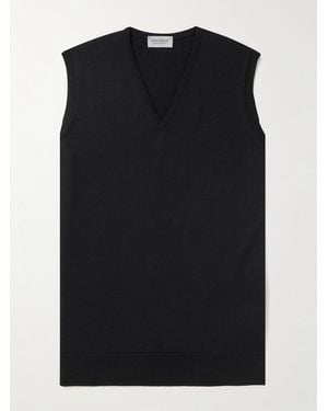 John Smedley Hadfield Merino Wool Jumper Vest - Black