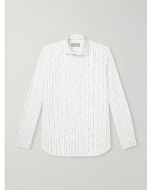 Canali Striped Cotton-Poplin Shirt - White