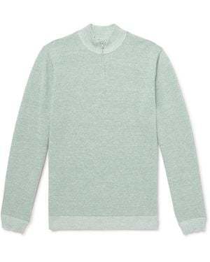 Peter Millar Barlow Merino Wool, Linen And Cotton-Blend Half-Zip Sweater - Blue