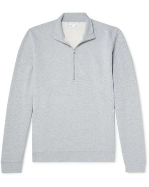 Sunspel Cotton-Jersey Half-Zip Sweatshirt - Gray